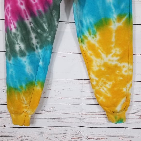 Le Detresse | Strawberry Fields Colorful Tie Dye Jogger Sweatpants NEW - Picture 4 of 8